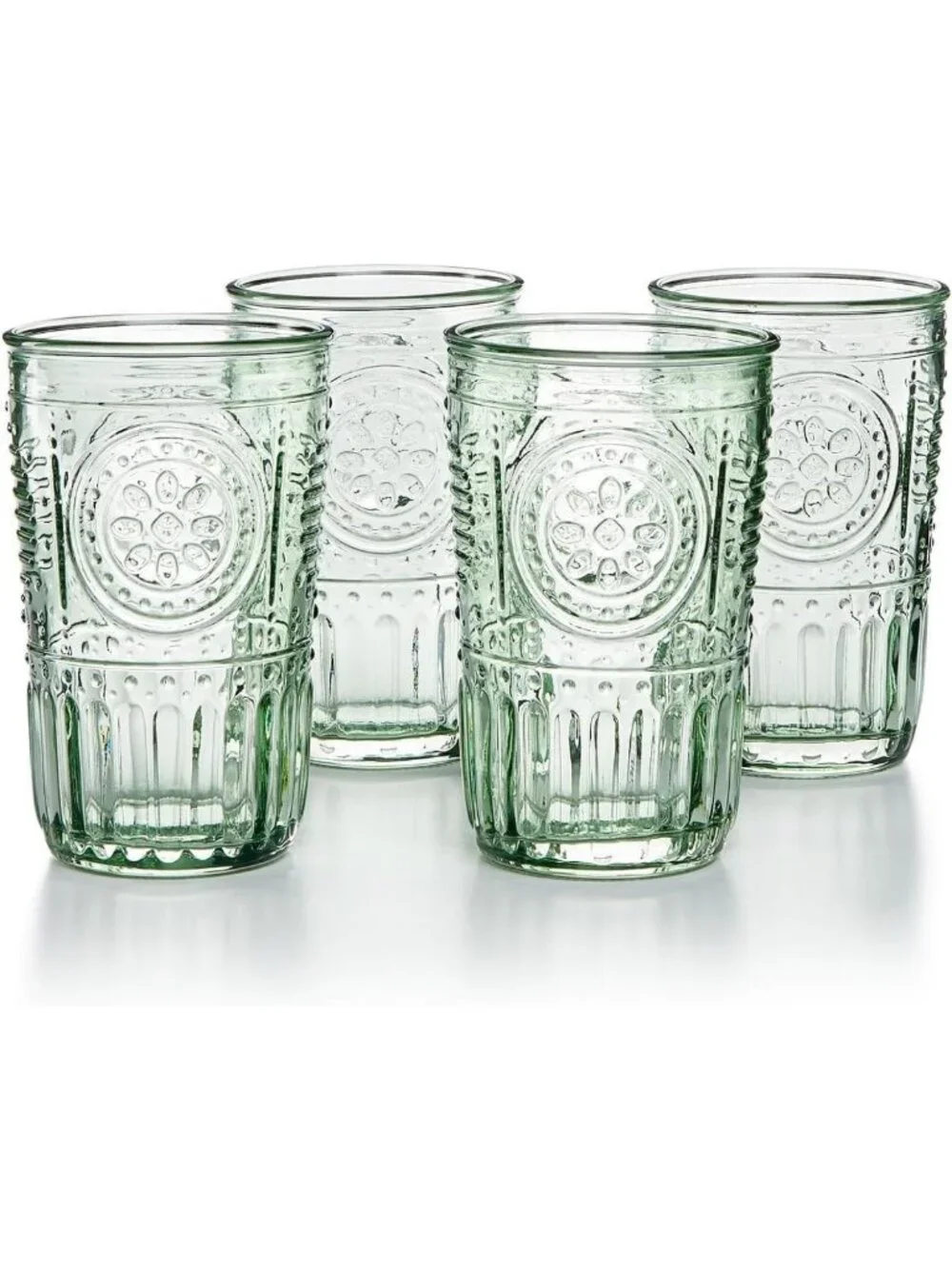 Set of 4 Pastel Green Cooler Glasses, 16 Oz Colored Crystal, Made in Italy